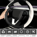for Tesla Model 3 Highland and Model Y Juniper Steering Wheel Cover Trim Interior Decoration Protection Accessories (M3/My-White 3pcs)