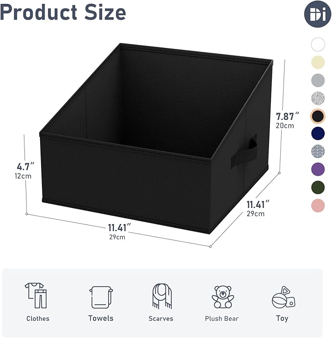 DIMJ Closet Storage Bins 8 Pack - Fabric Trapezoid Closet Organizer Bin, Foldable Storage Baskets for Shelves, Closet Shelf O