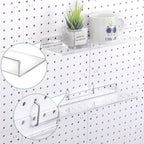 Lounsweer 4 Set Pegboard Shelf Clear Acrylic with Metal Hooks Organizer Accessories Storage for Pegboard Display Wall Craft R