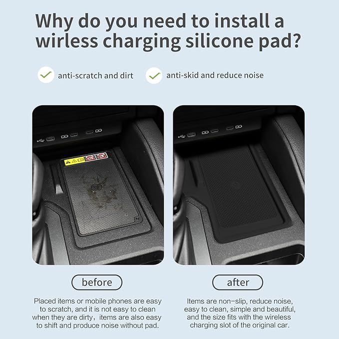 smabee 2PCS Fit for 2024 2025 2026 Toyota Land Cruiser Prado 250 Center Console Cool Box Organizer + Wireless Charging Protective Mat Accessories Black (Not Fit 1958 Model)