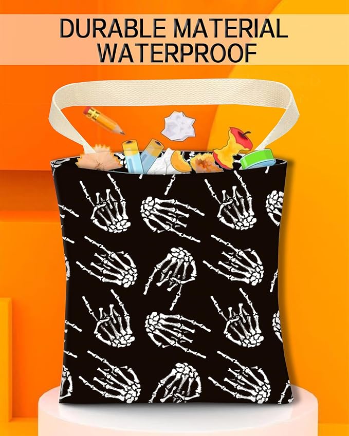 Car Garbage Can, Car Trash Bag Can for Vehicle, Travelling, Camping - Hanging Back Seat Organizer With Rock Skull Hands Design