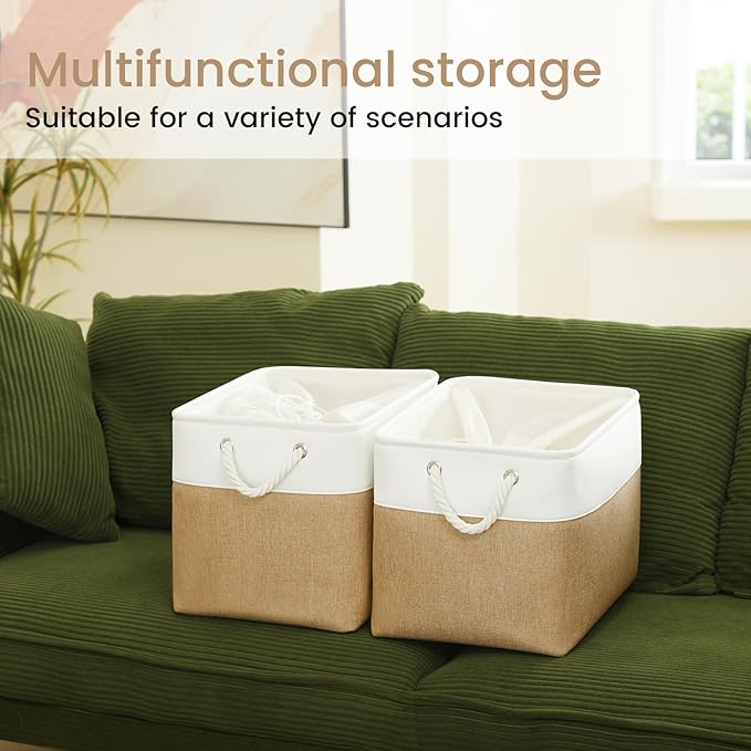 Large Storage Baskets- 16x12x12 inch Storage Bins for Shelves and Closet Organizing, Foldable Fabric Bin for Home Organizatio