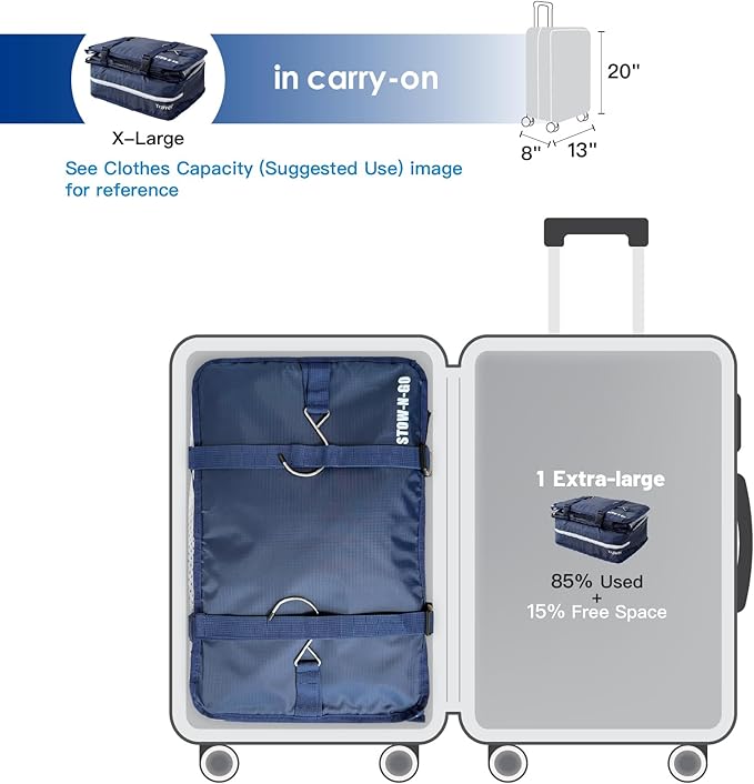 Grand Fusion Stow-N-Go Packing Organizer for Luggage, Portable Hanging Travel Shelves, Carry-On Closet, Hanging Packing Cubes