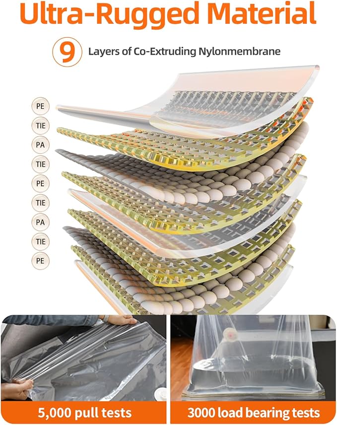 Vacuum Storage Bags for moving, Vacuum Seal Bags for Memory Foam, Latex, Clothing & Bedding, Space Saver Bags for Organizatio