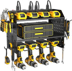 ZESEN Power Tool Organizer Wall Mount, 3 Layer Charging Station with 6 Outlets, 4 Drill Holders and Drill Bit Rack, Tool Hold