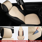 2 Pack Leather Front Car Seat Covers, Universal Sideless Car Seat Protectors with Storage Pocket and Seat Belt Pads, Waterpro