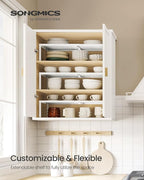 SONGMICS Spice Racks, Set of 3 Expandable Kitchen Countertop Shelves, Small Cupboard Organizers, Metal, Space-Saving Tabletop