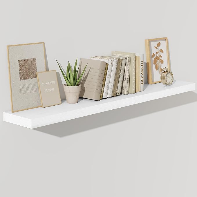 Fun Memories 55 Inch Floating Shelves for Wall, Fireplace Mantel Shelf with Invisible Heavy Duty Bracket, 8 Inch Deep Storage