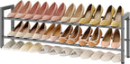 FAVOOSTY 2-Tier Expandable Shoe Rack, Adjustable Shoe Shelf Storage Organizer Space Saving Metal Free Standing Shoe Rack for 