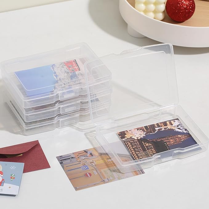 novelinks Transparent 4" x 6" Photo Cases and Clear Craft Keeper with Handle, 16 Inner Photo Organizers & Photo Storage Box, 