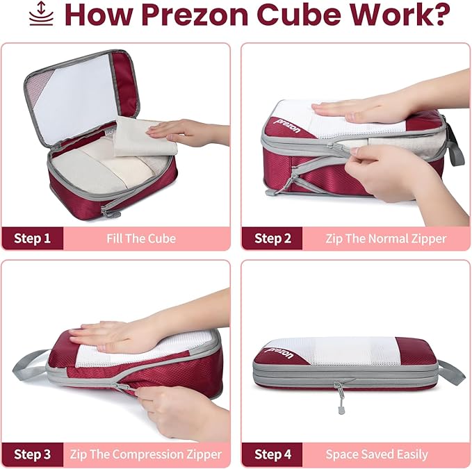 Compression Packing Cubes for Travel, Lightweight Vacation Travel Essentials, Travel Accessories for Suitcase Organizer Bags 
