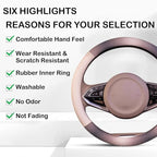 Steering Wheel Cover, Gray White Leather Steering Wheel Cover 14.5-15 Inch Non-Slip Breathable Microfiber Car Steering Wheel 