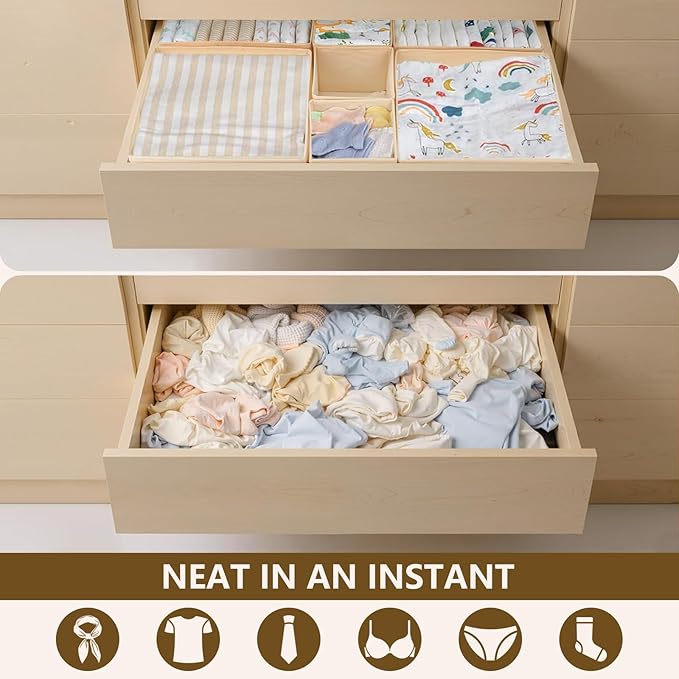 Drawer Organizer Clothes, 16 Pack Dresser Organizer Bins, Foldable Closet Organizers and Storage Fabric Dresser Bins, Shallow