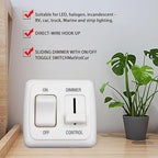 RV 12V DC Toggle Switch with High Side Dimmer Control for LED, Halogen, Incandescent - RV, Auto, Truck, Marine, and Strip Lighting (White)