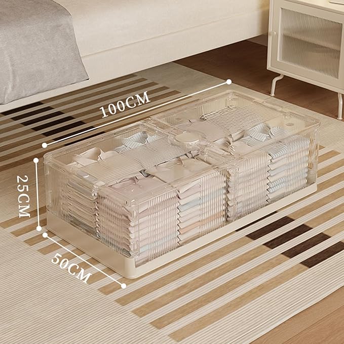 2Pack Under Bed Storage Containers, Stackable Rolling Storage Plastic Containers, Multi-Purpose Rolling Low Profile Bins with