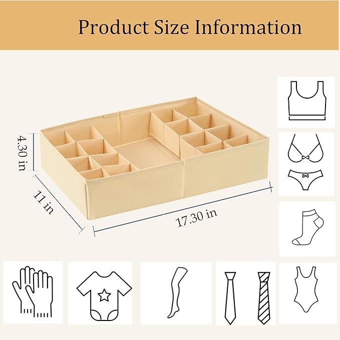 Drawer Organizer Clothes, Adjustable Dividers and Can Change the Size of the Dividers According , Can be Used in the Bedroom,