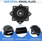 uxcell 2Pcs 10" Bar Stool Swivel Replacement, 360° Rotation Lazy Susan Turntable, Square Semi-Ball Bearing Seat Swivel Base M