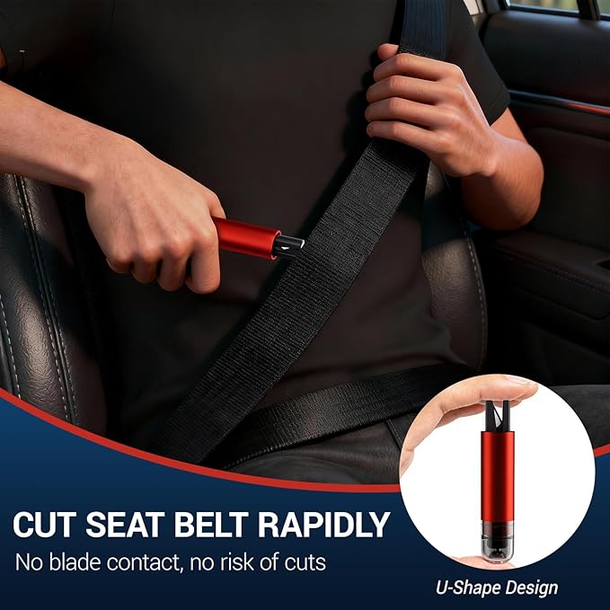 4 Pack Window Breaker Seatbelt Cutter, 2-in-1 Car Window Breaker Tool, Safe Hammer Glass Breaker and Seat Belt Cutter Underwa