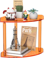 Sezanrpt 2 Tier Acrylic Corner Shelf Organizer Storage 9.5x9.5x8 Inch, Orange Countertop Corner Shelf for Bathroom, Kitchen, 