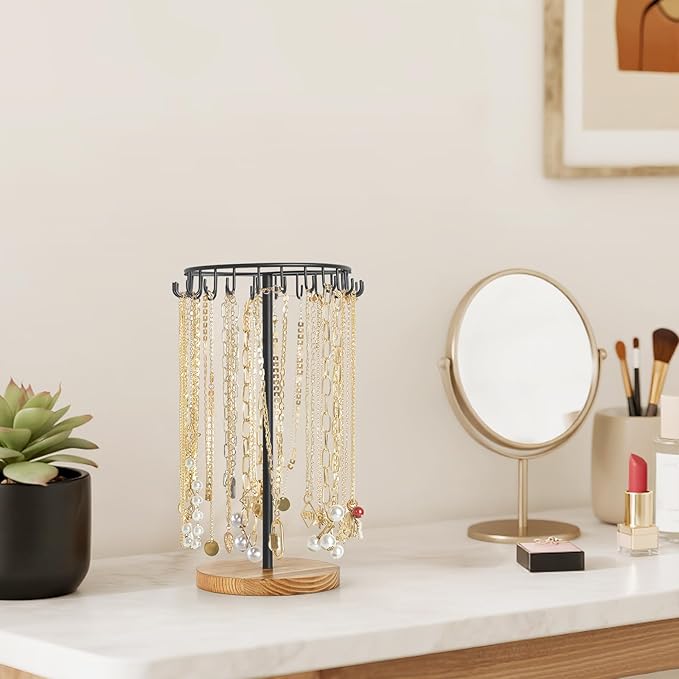 Mkono Necklace Holder Metal Jewelry Display Stand Necklace Organizer with 22 Hooks for Storage and Hanging Bracelet Keychain 
