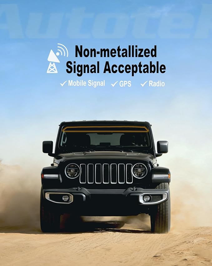 AUTOTEK Window Tint Strip for Windshield of 2018-2025 Jeep Wrangler 2-Door & 4-Door JL, 2-Ply Easy Install Sun Strip, Anti-Glare and UV Rejection Window Tint Films Stickers for Wrangler Unlimited