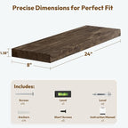 Vivelove Elm Floating Shelves for Wall Solid Wood, 24 Inches Long Rustic Wall Shelf With Invisible Bracket for Living Room Be