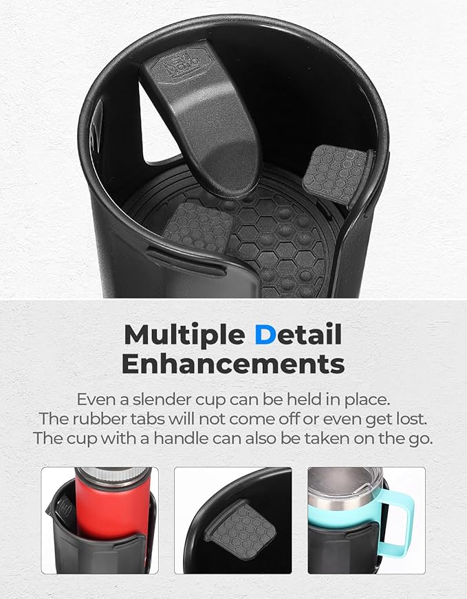 KEMIMOTO Adjustable Car Drink Holder Expander Compatible with Yeti, Stanley, Hydro Flask, Water Bottles and Mugs in 18-40oz, 