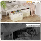NestOrganix 2 Pack Shoe Organizer for Closet, Large Shoe Box Storage Containers, Foldable Shoe Storage Organizer Box Bin with