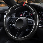 Labbyway Carbon Fiber Steering Wheel Cover, Universal 15 inch, Breathable, Anti-Slip, Warm in Winter and Cool in Summer, Blac