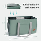 MHOMER Reusable Upright Grocery Bags Extra Waterproof Large Tote Bag with Carrying Handles Reinforced Bottom and Side Durable Oxford Fabric Foldable Shopping Bags Light Green