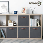 Temary Foldable Cube Baskets 4Pack - Grey, 13x15x13 Inch Fabric Storage Organizer Bins with Handles
