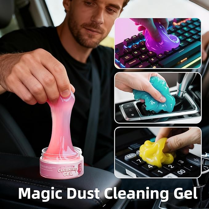 ColorCoral Car Cleaning Gel Reusable Car Clean Putty 4Pack - Universal Car Interior Cleaner Slime for Keyboard Cleaner,Cute C