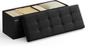 SONGMICS MAZIE Collection - 43 Inches Folding Storage Ottoman Bench, Ottoman Foot Rest, End of Bed Bench, Storage Chest, Load