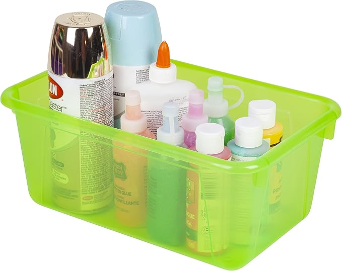 Storex Small Cubby Bin, 12.2 x 7.8 x 5.1 Inches, Candy Green, 5-Pack (62477U05C)