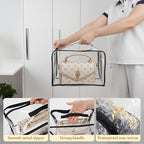 5 Pack Clear Dust Bags For Handbags,5-Sizes Purse Storage Organizers,Purse Protector Storage Bag with Zipper and Handle for c