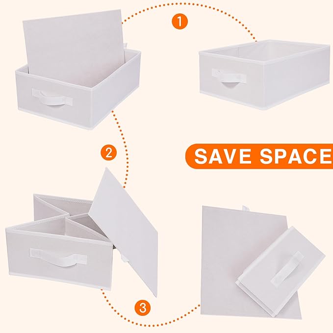 JAKAGO Fabric Storage Bins set of 4 Rectangle Storage Baskets with Handle Foldable Closet Organizer for Clothes Towel bedding