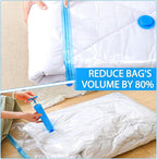 8 Pack Large Vacuum Storage Bags, Vacuum Seal Bags for Clothing with Hand Pump, 80% Space Saver Bags for Clothes, Pillows, Co
