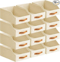 Homsorout Fabric Storage Bins for Organizing - 12 Pack Large Trapezoid Collapsible Storage Bins with Front Handle, Closet Org
