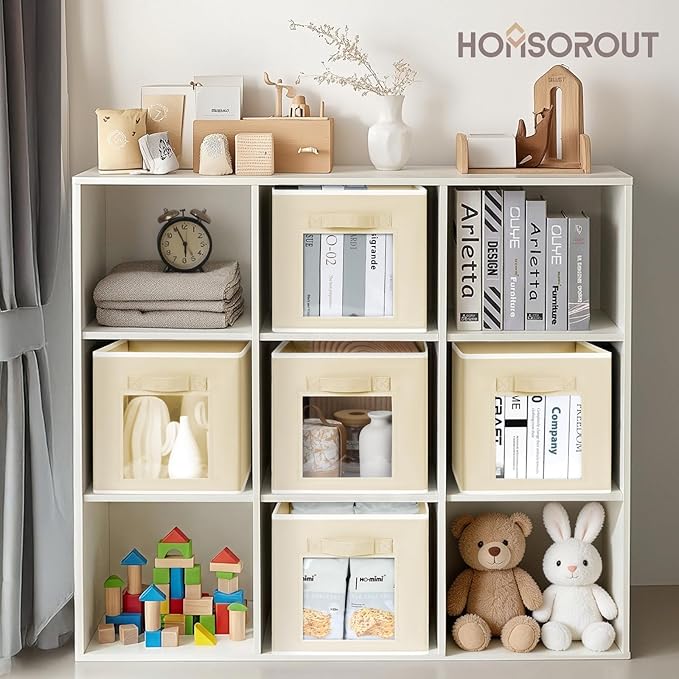 Homsorout Storage Baskets for Organizing - 6 Pack Cube Storge Bins, Foldable Storage Bins with Handle, Closet Organizers and 