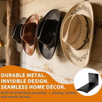 Metal Cowboy Hat Rack for Wall – Extended Curved Silicone Grip Holder, Fits All Hat Sizes, Protects Large Brim Hats, Universa