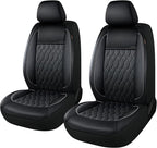 CAROMOP Faux Leather Car Seat Covers 2 Front Set,Luxury and Comfortable Seat Covers for Cars, Airbag Compatible Car Interior 