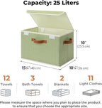 GRANNY SAYS Fabric Storage Bins with Lids, Decorative Storage Boxes with PU Handles, Keepsake Memory box, Shelf Baskets for C