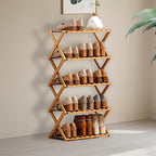Jessie Bamboo Shoe Rack,Free Standing Shoe Rack for Closet,Portable Folding Shoe Storage Rack, Space Saving,Shoe Shelf for Be