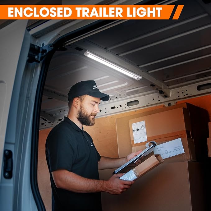 GZV 12V LED Lights, 12 Volt Lights, Enclosed Trailer Light, LED Strip for RV Interior, Strip Lights for Trailer, Cargo, Truck, Van, Shed, RV(4Pack, 4000K, Silver)