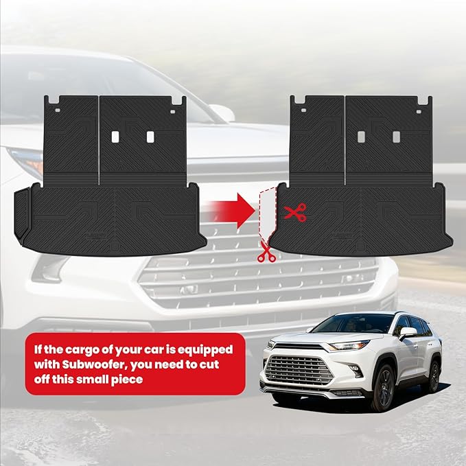 LASFIT Cargo Mat for Toyota Grand Highlander 2026 2025 2024 (Include Hybrid), All Weather TPE Custom Fit Rear Trunk Mat For Grand Highlander Accessories, 2026-2024 Grand Highlander Cargo&Backrest Mats