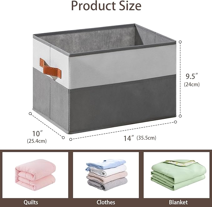 6 Pack Large Storage Bins with Handle,Collapsible Storage Basket for Shelves,Fabric Closet Organizer for Organizing Clothes B