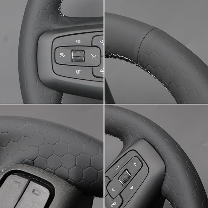 MEWANT Steering Wheel Cover for GMC Sierra Steering Wheel Cover for GMC Sierra 1500 / Sierra 1500 Limited/Sierra 2500 / Sierra 3500/ Yukon (XL) Hive Microfiber Leather