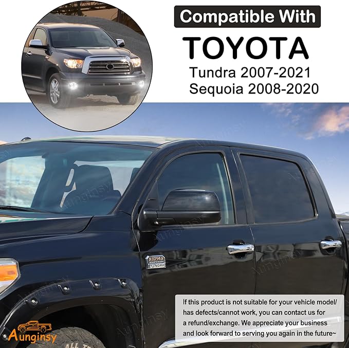 Car Door Rear View Mirror Cover Trim Compatible with Toyota Tundra 2007-2021 Sequoia 2008-2020 Exterior Rearview Mirror Housing Cap Protector Accessories, Only Fit Without Turn Signal Lights Version