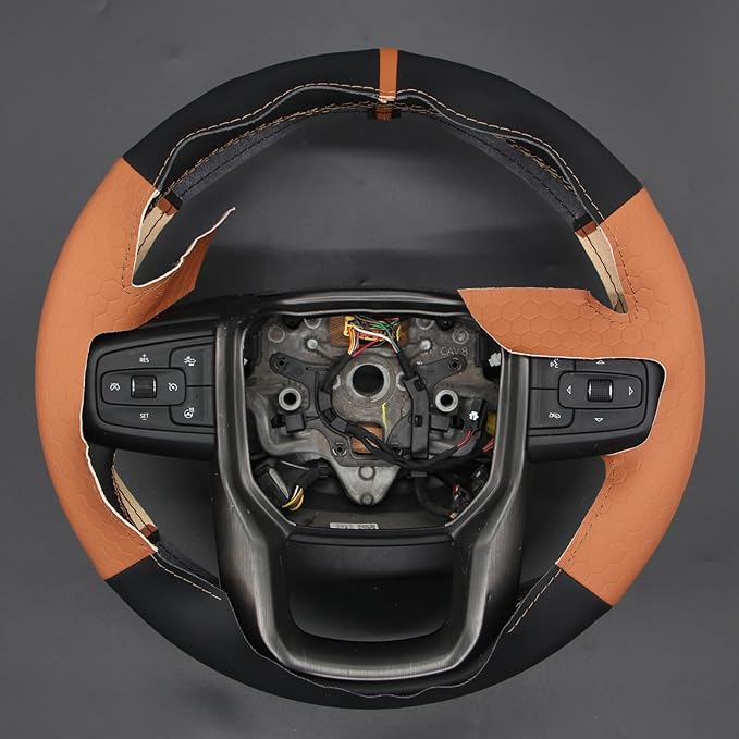 MEWANT Steering Wheel Cover for GMC Sierra Steering Wheel Cover for GMC Sierra 1500 / Sierra 1500 Limited/Sierra 2500 / Sierra 3500/ Yukon (XL) Hive Microfiber Leather
