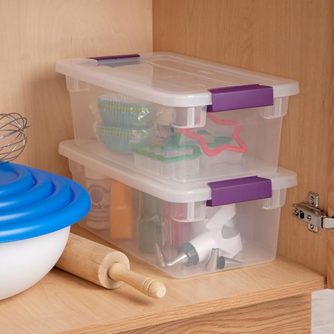Sterilite 12-Pack 6 Quart ClearView Latch Box, Stackable Organizer Bins with Latching Lids - Clear Plastic Organization Conta